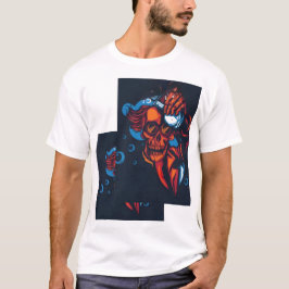 Camiseta 🔥 Crâne rouge artistique – Design de feu 🔥