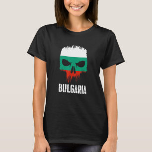 Camiseta Cráneo da bandeira da Bulgária Orgulho búlgaro Pat