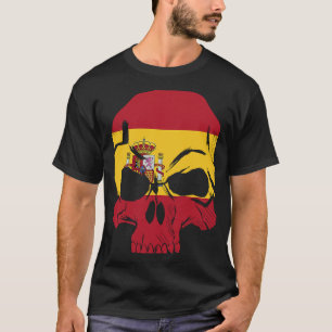Camiseta Cráneo da Bandeira da Espanha Barcelona Catalunha