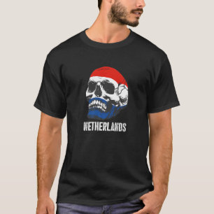 Camiseta Cráneo da bandeira dos Países Baixos Orgulho holan