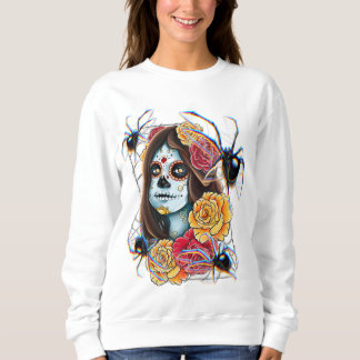 Camiseta Cráneo de Açúcar Catrina Menina Rosas Amarelas Gli