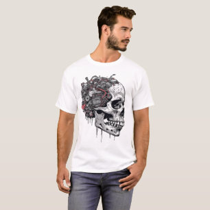 Camiseta Cráneo de Cyborg de Cyberpunk Biomecânico Motor
