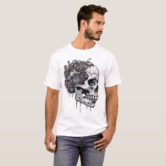 Camiseta Cráneo de Cyborg de Cyberpunk Biomecânico Motor