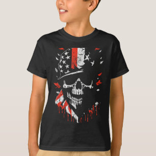 Camiseta Cráneo de Soldado Bandera Americana Patriótico Mil