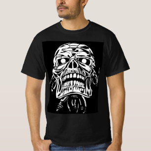 Camiseta Cráneo Robótico Cyborg Vetor Gráfico Ciberpunk Fic