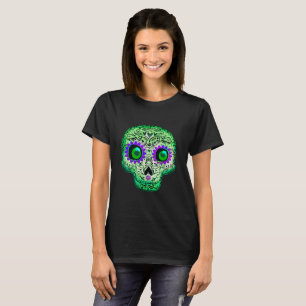 Camiseta Craniano Açucarado Caprichoso Verde e Roxo Brilhan