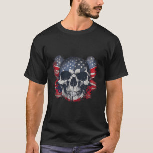 Camiseta Crânio 4 De Julho Americano Independência Patrióti