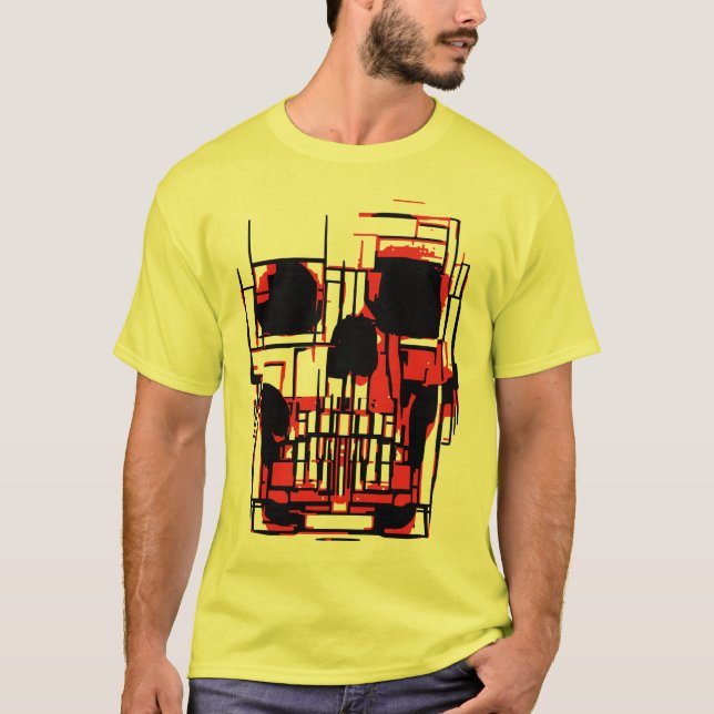 Camiseta Crânio Abstrato em Cores Vibrantes (Frente)