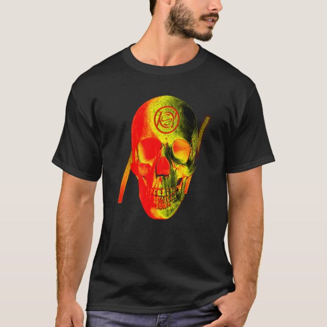 Camiseta Crânio Amarelo vermelho (Frente)