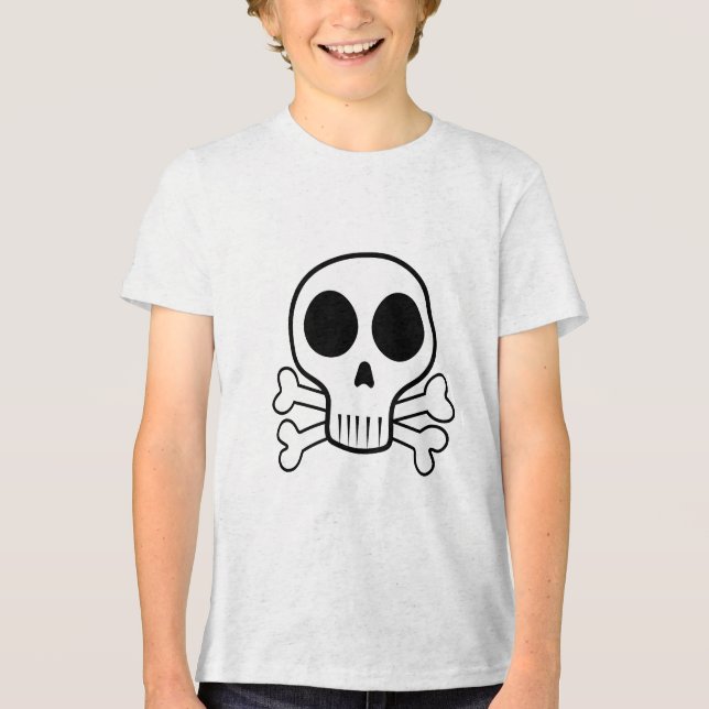 Camiseta crânio assustador sobre fundo negro (Frente)
