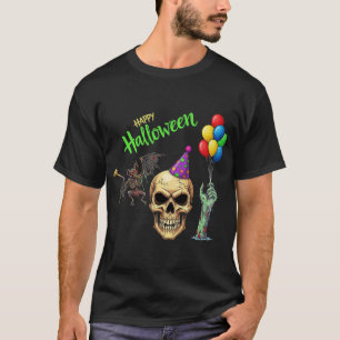Camiseta Crânio, Bat e Zombie do Halloween
