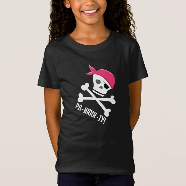 Camiseta Crânio Bonito Crossbones Pirata Tema Pa-Arr-ty! (Frente)