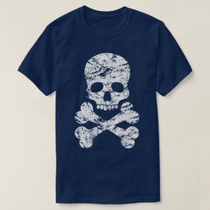 Camiseta Crânio branco e ossos cruzados