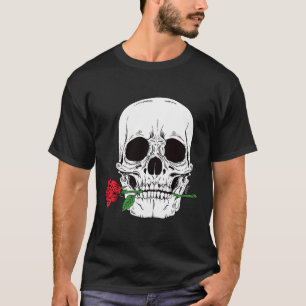 Camiseta Crânio Cabeça Rosto Rosa Vermelho Rock N Roll Lega