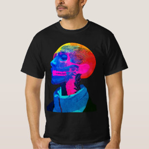 Camiseta Crânio Cibernético – Arte de Anatomia Futurista