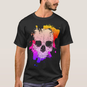Camiseta Crânio Colorido com Manchas
