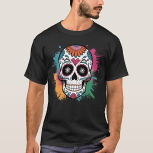 Camiseta Crânio Colorido - Presentes Crânio