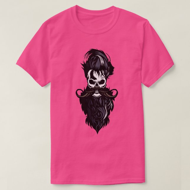 Camiseta Crânio com adesivo de barba (Frente do Design)