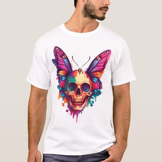 Camiseta Crânio com Asas de Borboleta (Frente)