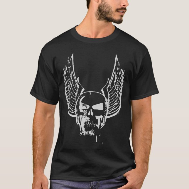 Camiseta Crânio com Asas Etéreas (Frente)