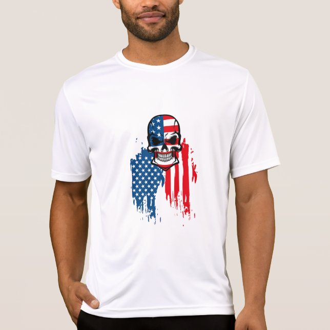 Camiseta Crânio com bandeira americana (Frente)