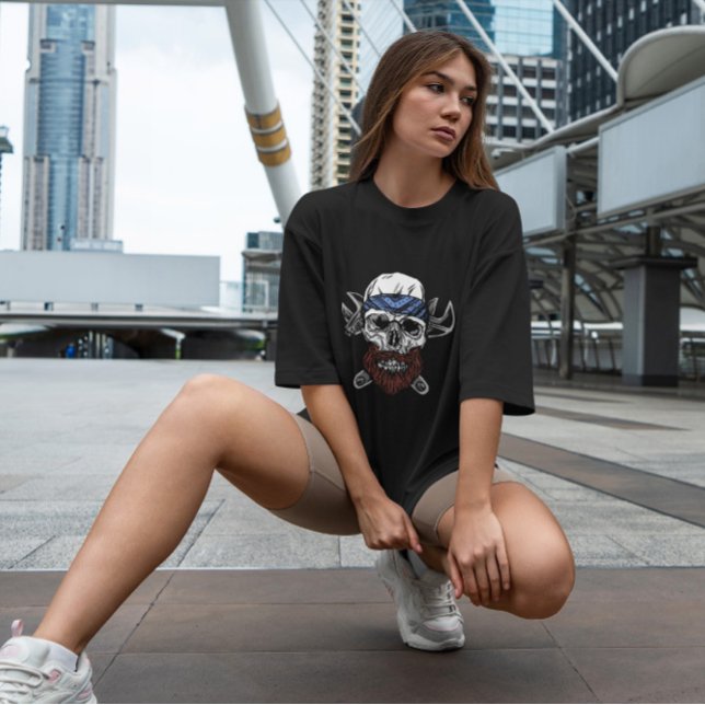 Camiseta Crânio Com Barba (Criador carregado)