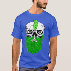 Camiseta Crânio com Barba Crânio Verde Clássico