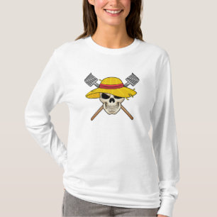 Camiseta Crânio com chapéu como agricultor com Rake