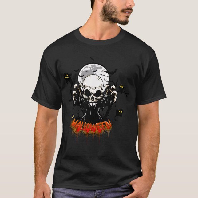 Camiseta Crânio com dentes afiados e ameaçadores (Frente)