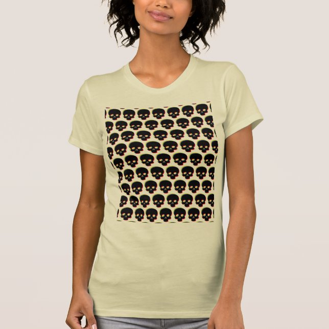 Camiseta Crânio com Falhas Coloridas Tons de Morte (Frente)