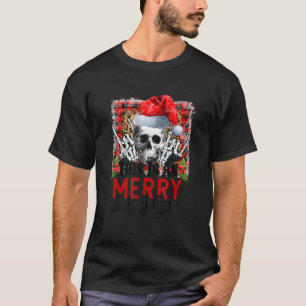 Camiseta Crânio Com Papai Noel Isto É Tão Feliz Quanto Eu T