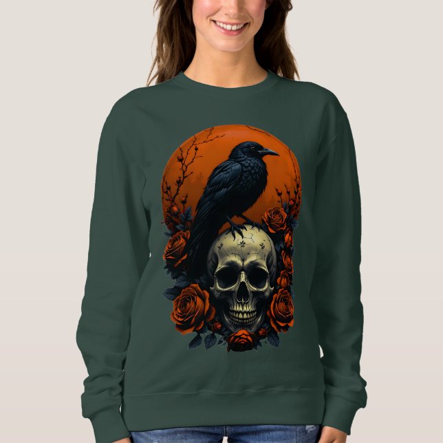 Camiseta Crânio com Rosas e doce gótico (Frente)