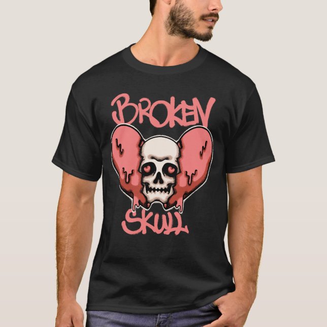 Camiseta Crânio com streetwear quebrada pingando  (Frente)