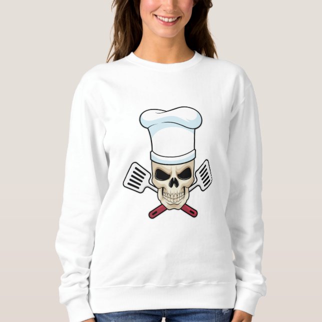 Camiseta Crânio como Cozinhar com o chapéu de Cozinhar (Frente)