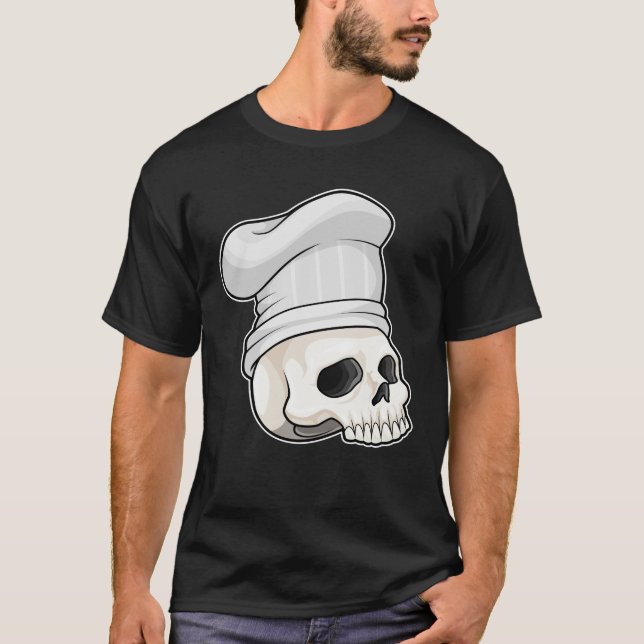 Camiseta Crânio como cozinheiro com chapéu de chef (Frente)