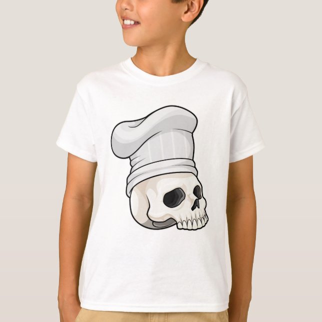 Camiseta Crânio como cozinheiro com chapéu de chef (Frente)
