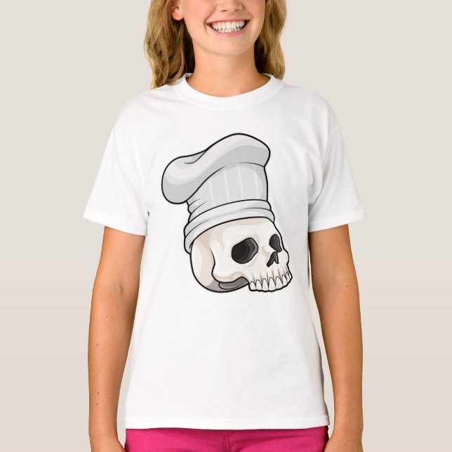 Camiseta Crânio como cozinheiro com chapéu de chef (Frente)