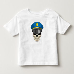 Camiseta Crânio como policial com chapéu policial