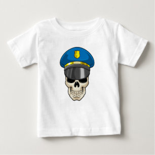 Camiseta Crânio como policial com chapéu policial