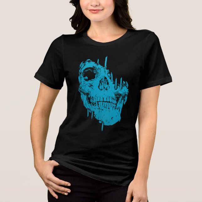 Camiseta Crânio Congelado: Decadência Azul Sinistra (Frente)