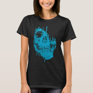Camiseta Crânio Congelado: Decaimento Azul Sinistro
