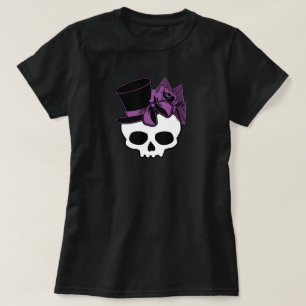 Camiseta Crânio Cónico Com Arco Rosa Roxo De Cima
