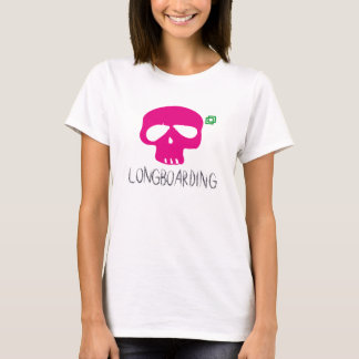 CAMISETA CRÂNIO COR-DE-ROSA DE LONGBOARD