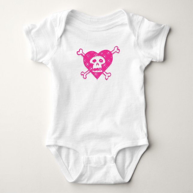 Camiseta Crânio cor-de-rosa e Crossbones (Frente)