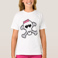 Crânio cor-de-rosa e Crossbones com corações e