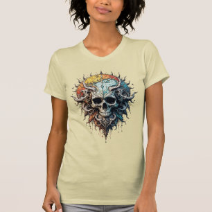 Camiseta Crânio Cósmico Ornado Mandala Gótico Barroco