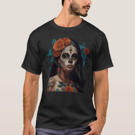 Camiseta Crânio Crânio Coroa Floral