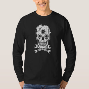 Camiseta Crânio Cruzado Cria-Cabeça-de-Aranha Mecânica Hall