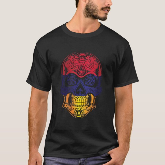 Camiseta Crânio Da Armênia E Bandeira De Rosas (Frente)