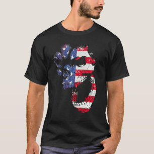 Camiseta Crânio Da Bandeira Americana Afastou Os Eua 4 De J